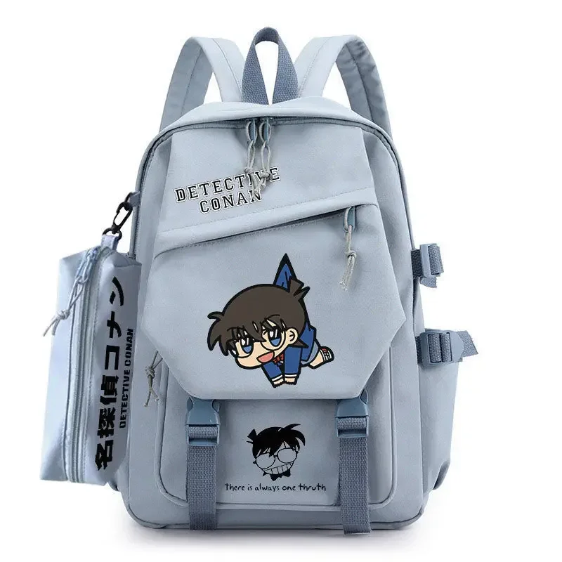 Cartoon Detective Conan anime large-capacity backpack high-quality youth schoolbag travel schoolbag pencil case two-piece set