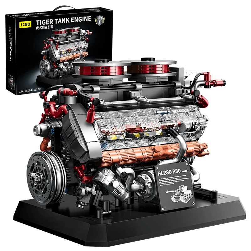 

1236PCS WW2 German Tiger Tank Engine Building Blocks 95008 Mechanical Assembly Bricks Movable Model Desktop Toys for Boys Gifts