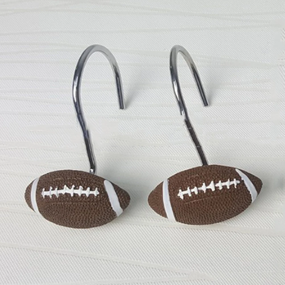 

12Pcs Rugby Curtain Hooks Resin Decorative Anti Rust Spherical Shower Bedroom Living Room Window Curtains Hardware