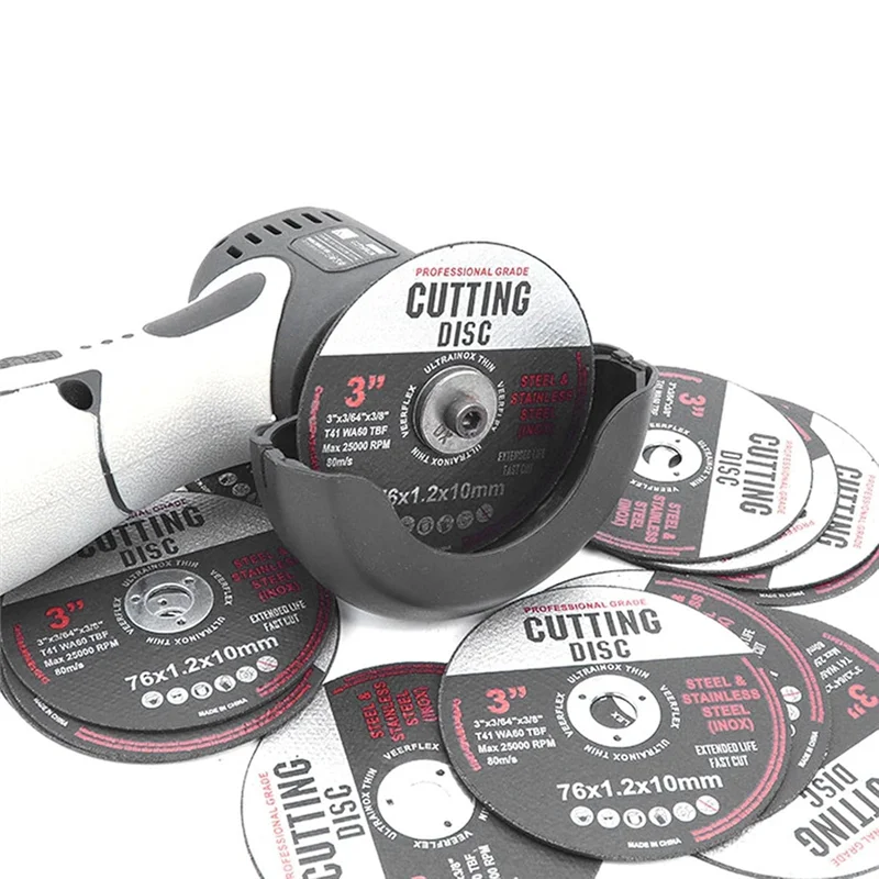 A93Z แผ่นตัดเครื่องบดมุม 3 นิ้ว 12 ชิ้นแผ่นตัด 76 มม. ไม้และโลหะ 76 มม. แผ่นพัดลม