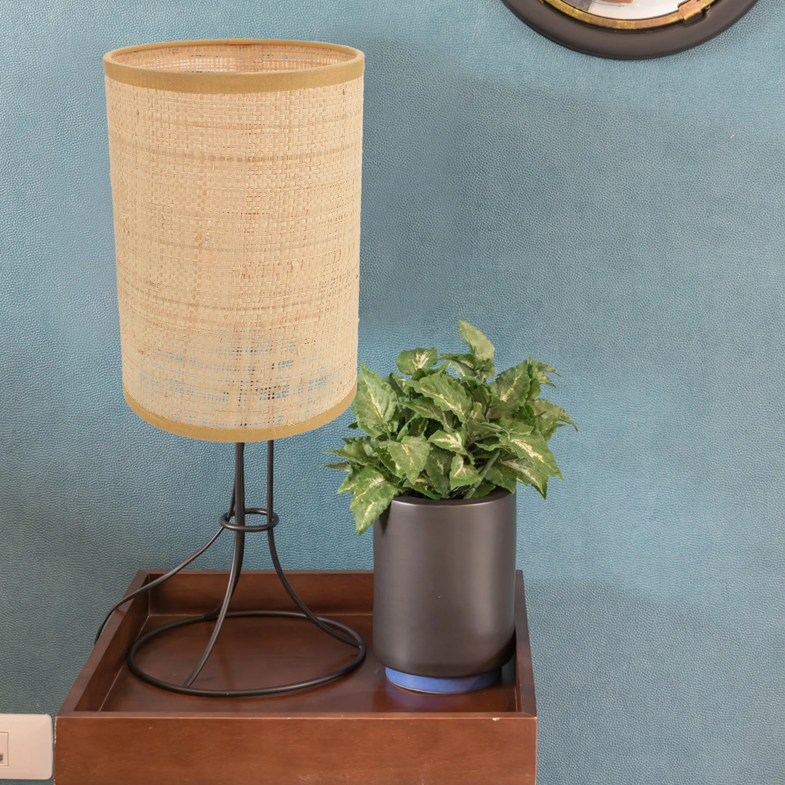 

Rattan Lamp Shade Woven Drum Table Floor Lamp Cover E27 E14 Socket Rustic Light Fixture Replacement For Home Cafe Hotel