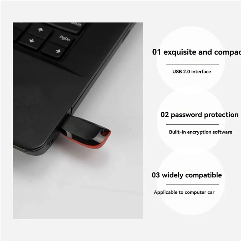 Solid Mini High -Capacity Speed USB Flash Drives 2.0 Black Free Keychain Pen Drive 256G Storage Memory Stick