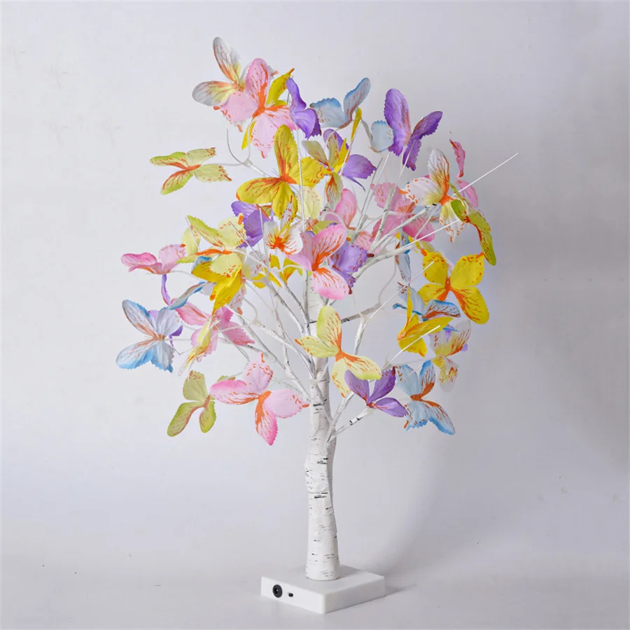 60CM LED Lighted Butterfly tree LED Birch Tabletop Bonsai Tree Night Light DIY Artificial Christmas Tree Lamp For Table Decor