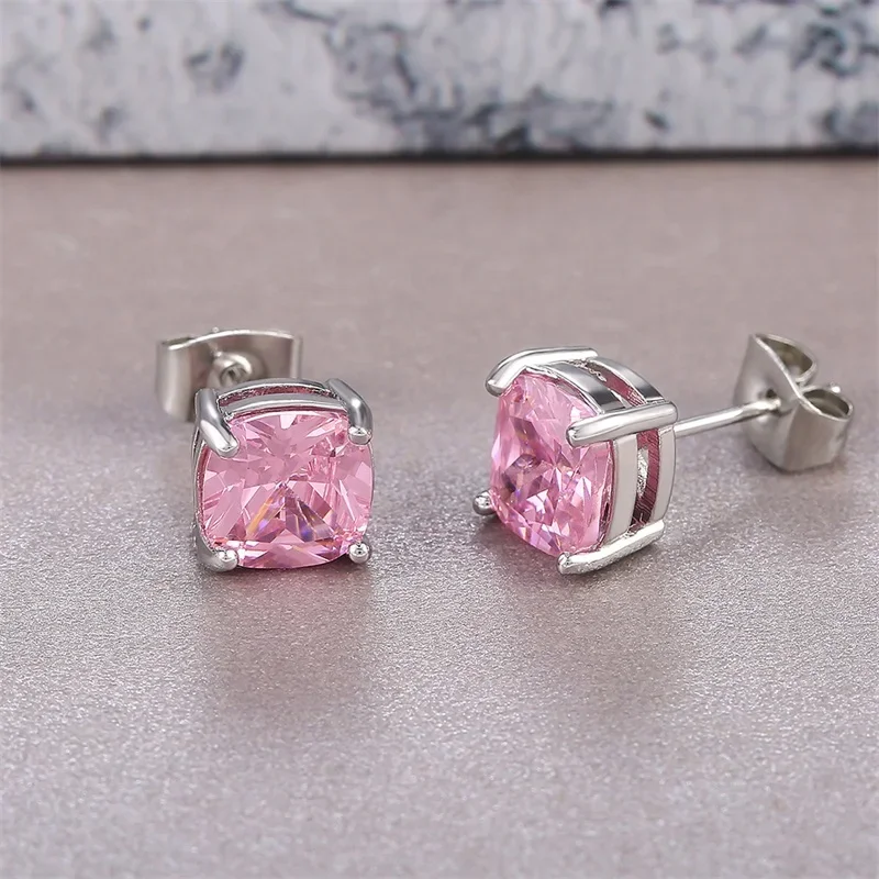 2026 Simple Design Stud Earrings for Women Multi-color Zirconia Daily Wearable Accessories All-match Trend Jewelry Chic Gift
