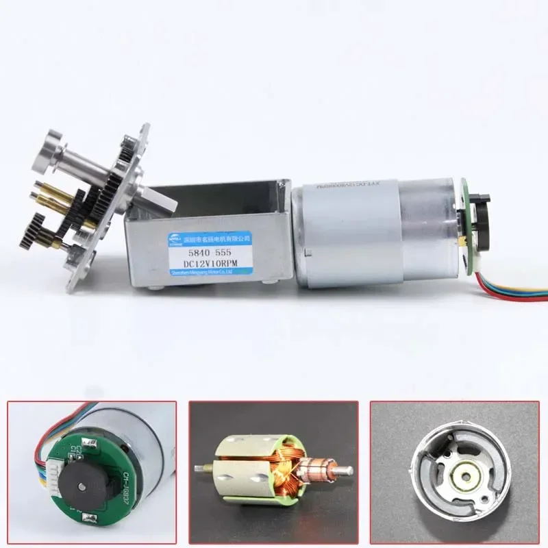 5840-555 Motore a ingranaggi a vite senza fine CC con codificatore 58mm * 40mm 12V 24V Velocità regolabile autobloccante CW CCW 60KG.CM 12RPM-471RPM