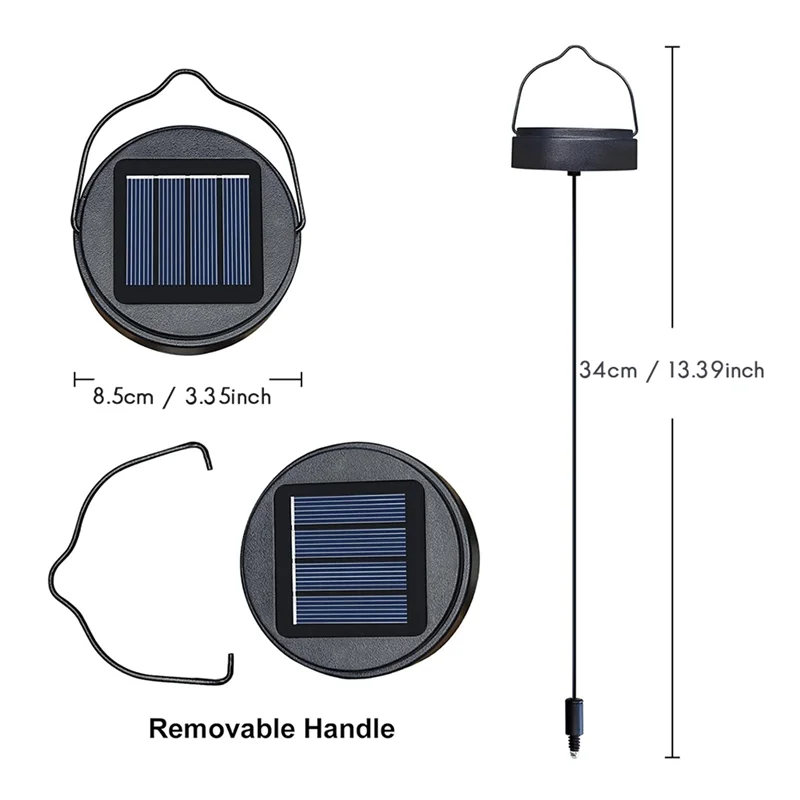 ABLN-2Pack de luces solares de 600Mah, parte superior de repuesto para luces de linterna al aire libre, impermeables para jardín, patio, regalos de cumpleaños DIY