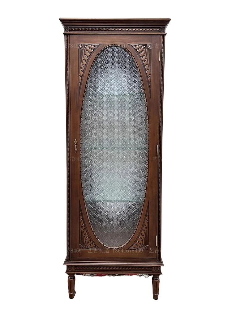 

Shanghai-style solid wood retro glass restaurant wine cabinet old Shanghai Republic of China old homestay cafe bar designer