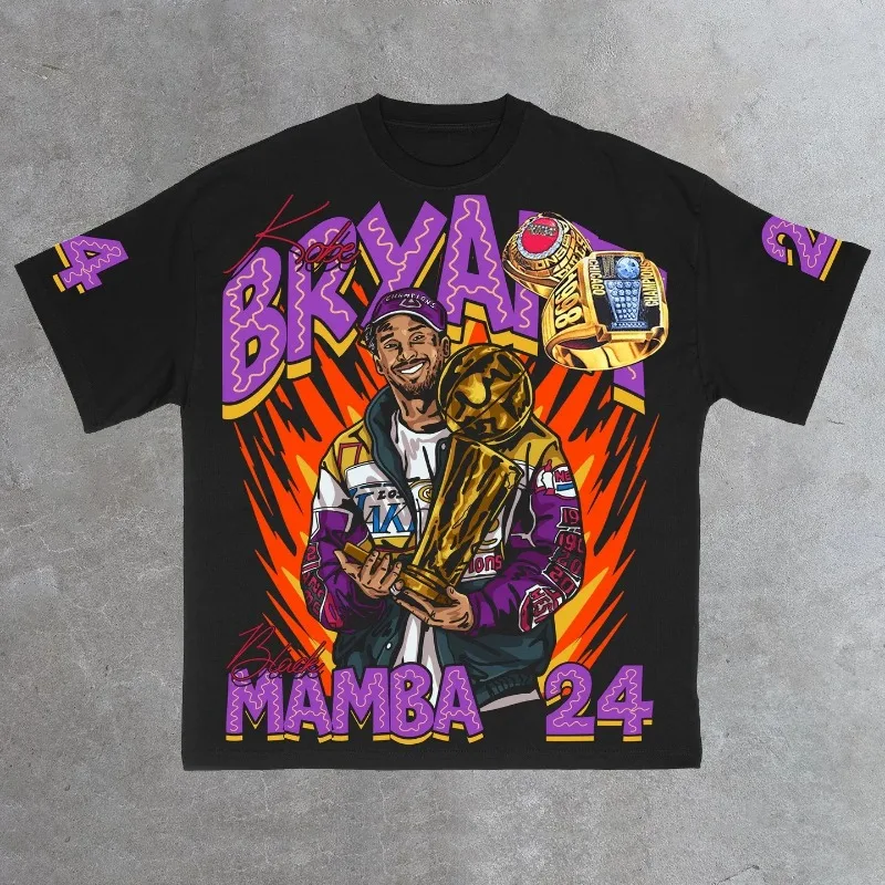 

Y2K T Shirt Mens Hip Hop Graphic Print NO.24 Championship Casual Basketball Short Sleeved Tshirt 2023 New Gothic Oversized Tops