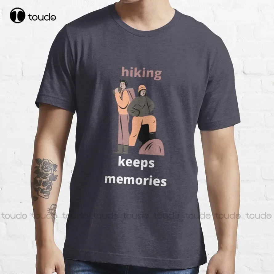 Hiking Keeps Memories T-Shirt Black T Shirts For Women Women Shirts Custom Unisex Tee Digital Printing Breathable Cotton Retro
