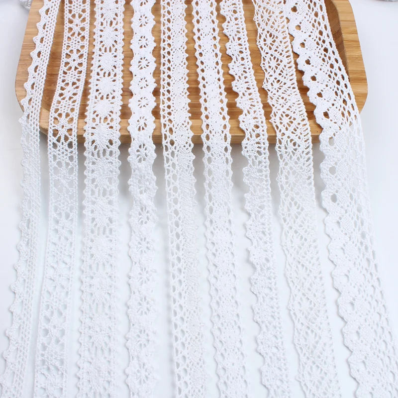 5Yards(4.6Meters) White Cotton Embroidered Lace Net Fabric Trims DIY Sew Tulle Handmade Craft Sewing Ribbon Materials