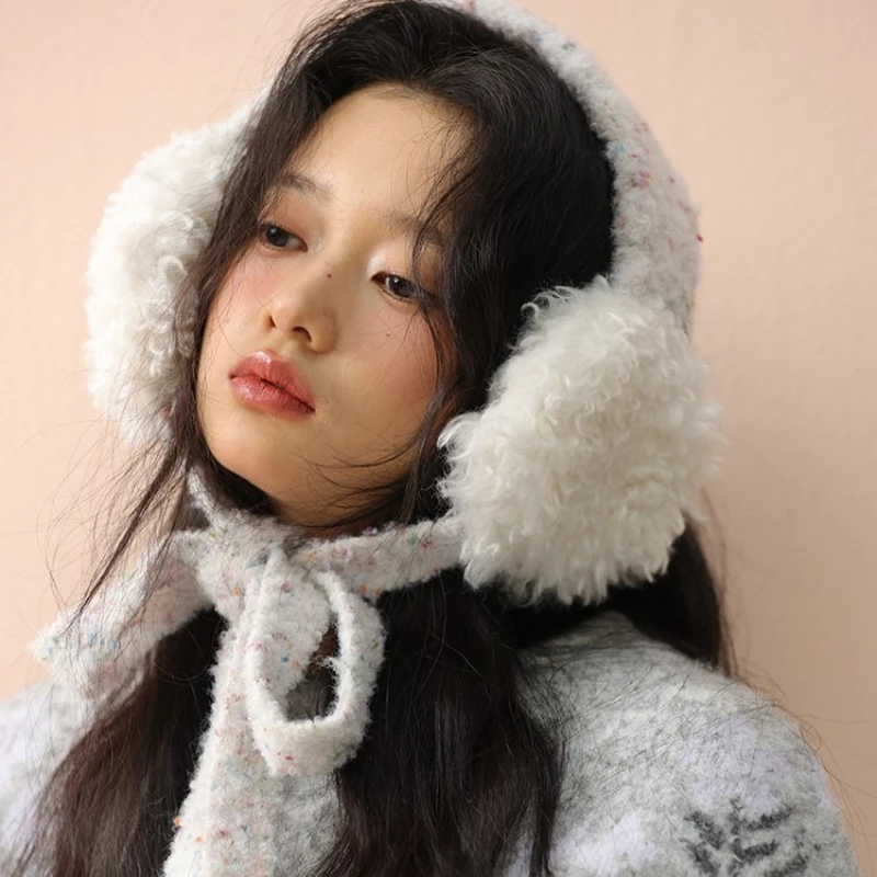 Autumn and winter new Korean style cute furry earmuffs for women outdoor cycling skiing warmth cold protection ear protection