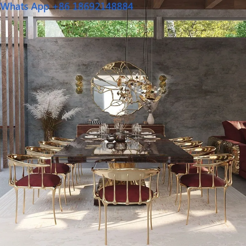 Italian Style Light Luxury Pure Copper Dining Chair Home High-end Leisure Chair Nordic Hotel Backrest Single Chair