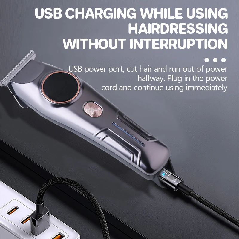 KEMEI 남성용 전기 헤어 클리퍼 키트, 충전식 트리머 세트, 전문 미용 km-643 포함