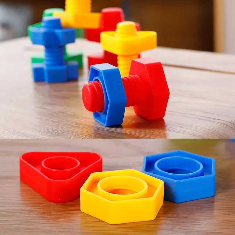 Schraube Bausteine Spielzeug kreative Block Mosaik Puzzle Spielzeug für Kinder Kunststoffe insatz Blöcke Nuss Form Lernspiel zeug