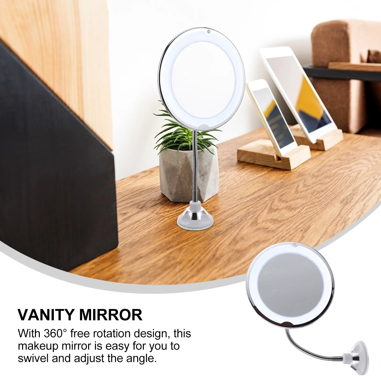 

10-кратное увеличительное зеркало для макияжа, вращающееся на 360 градусов зеркало с подсветкой и прочной присоской