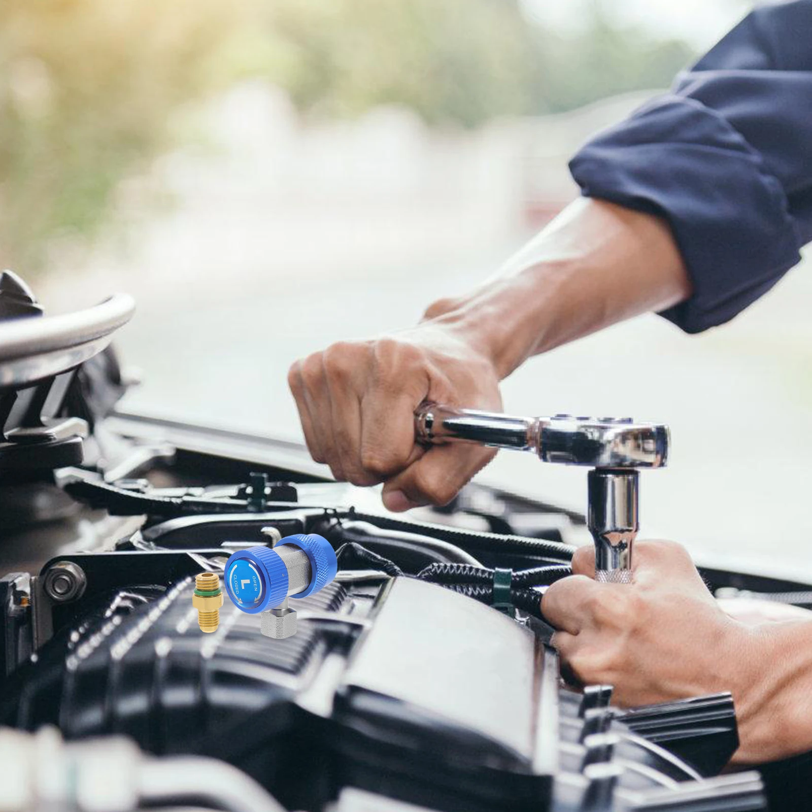 

Air Connector R134a Quick Coupler Refrigeration Adapter for AC System Fitting Quick Coupler For