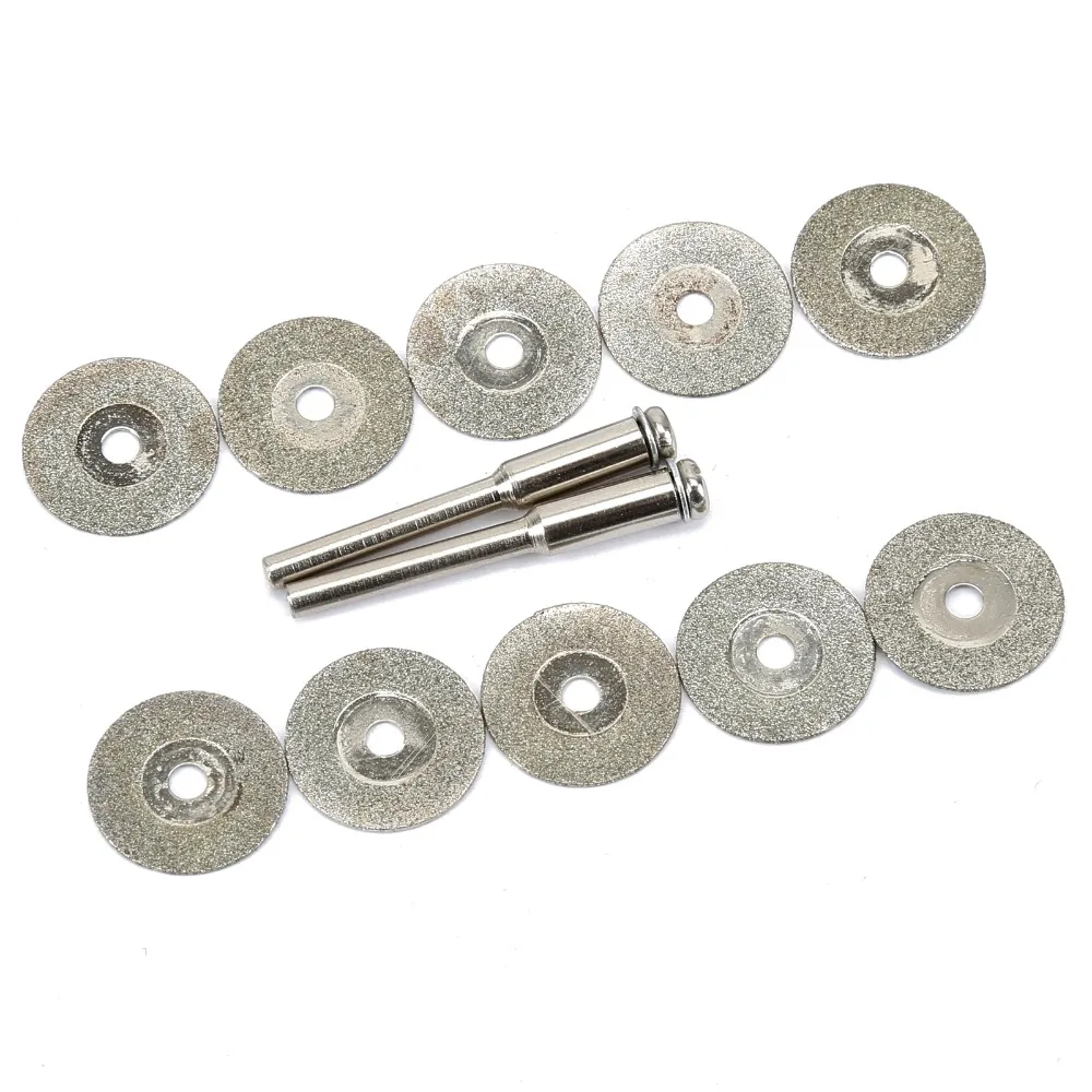 10pcs 16mm Diamond Cutting Discs Cut Off Blade Drill Bit for Dremel Accessories Rotary Tool Abrasive Disc with 2pcs 3mm Mandrel