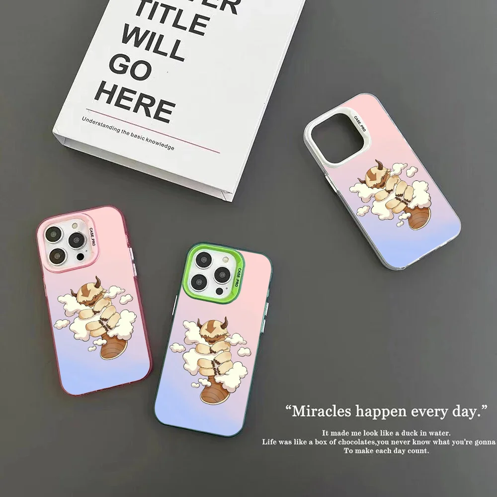 A- Avatar Appa Yip Yip Phone Case IMD Color Silver Shell For IPhone 16 15 14 13 12 Pro Max Plus