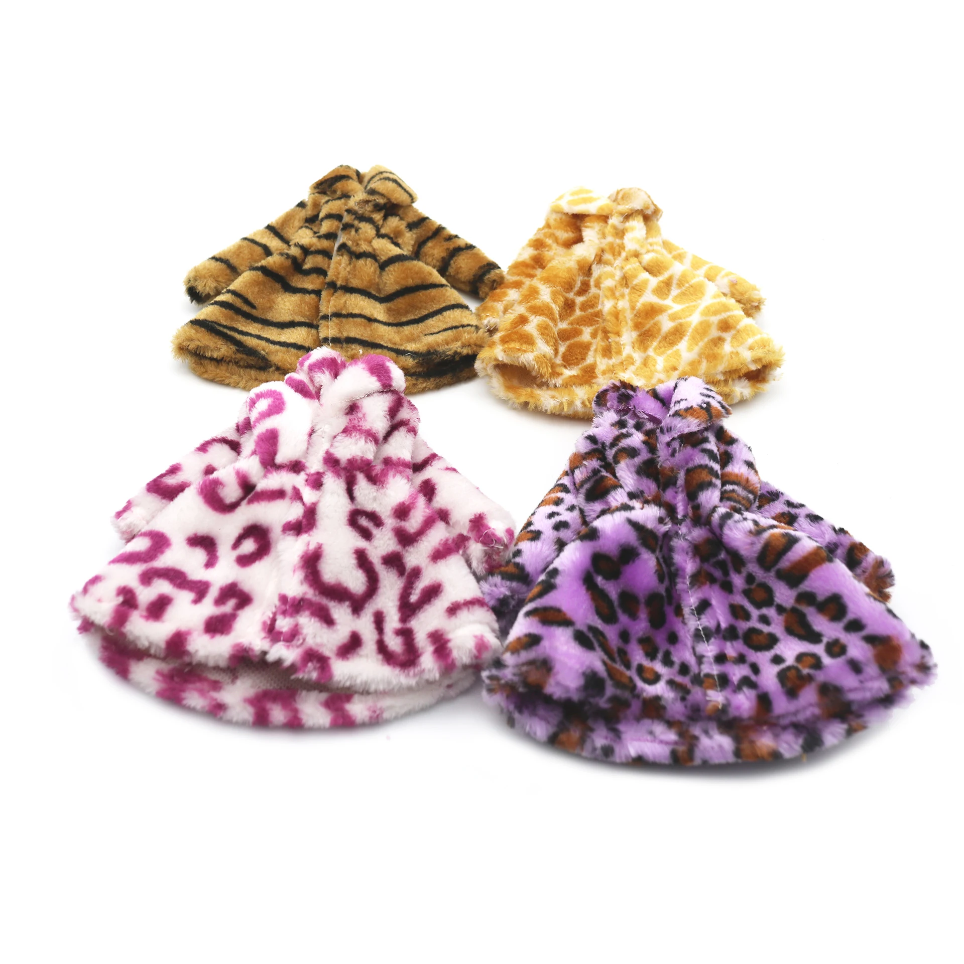 New 30cm 1/6 Leopard print Grows Outfit Flannel coat Accessories Clothes for Barbies doll