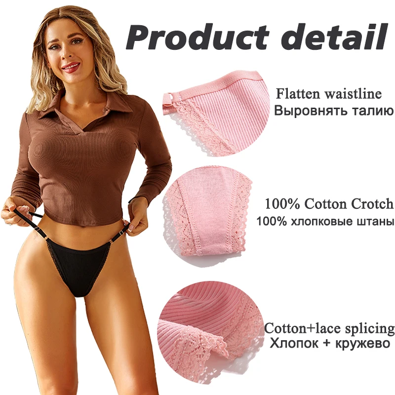 FINETOO 5PCS/Set Sexy G-string Panties Cotton Women's Underwear Adjustable Waist Girl Female Pantys Bikini Lady Thongs Lingerie - Image 5