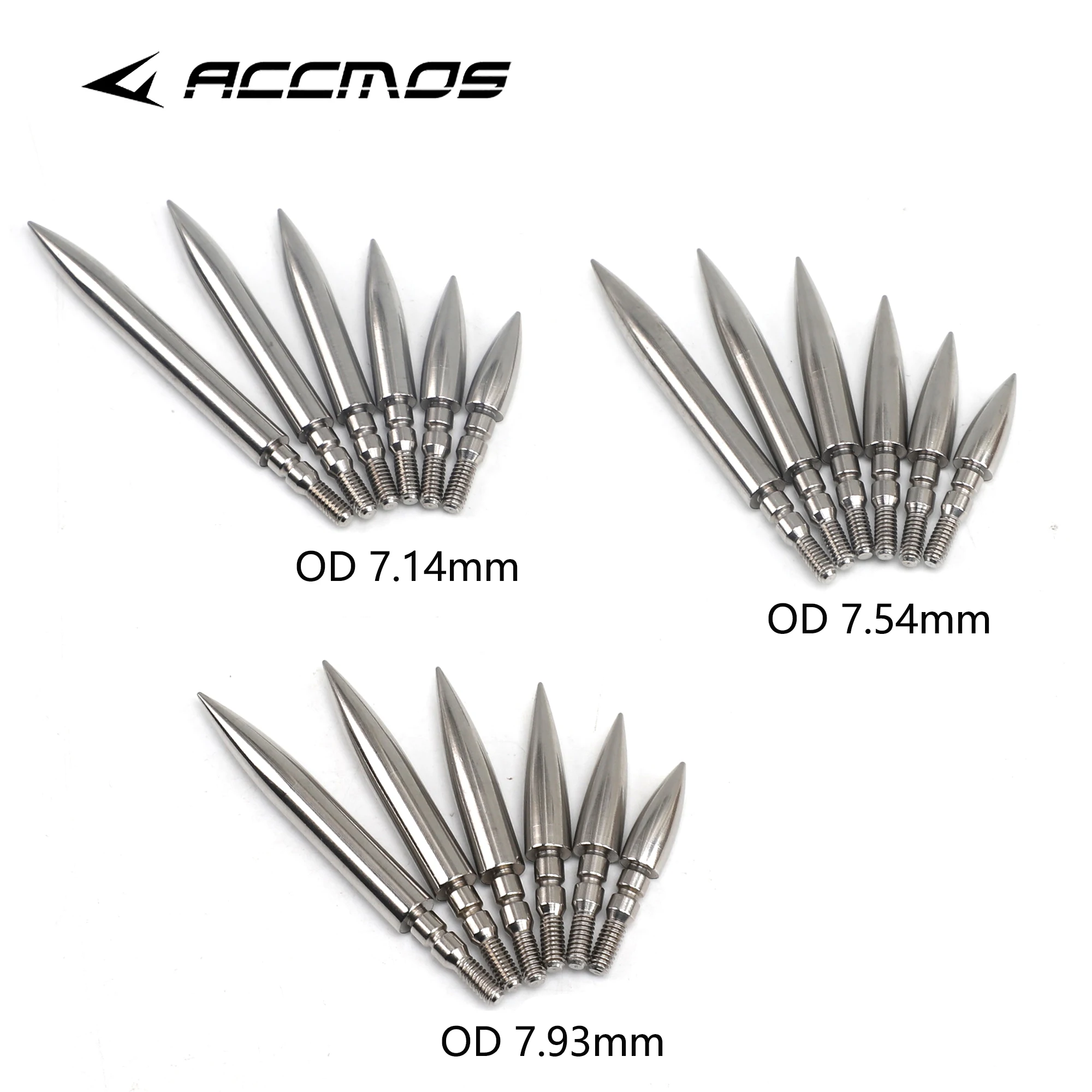 6pcs Archery Arrowhead with O Ring Rubber Washers 100 125 150 200 250 300gr OD 7.14/7.54/7.93mm Universal Thread Arrow Point