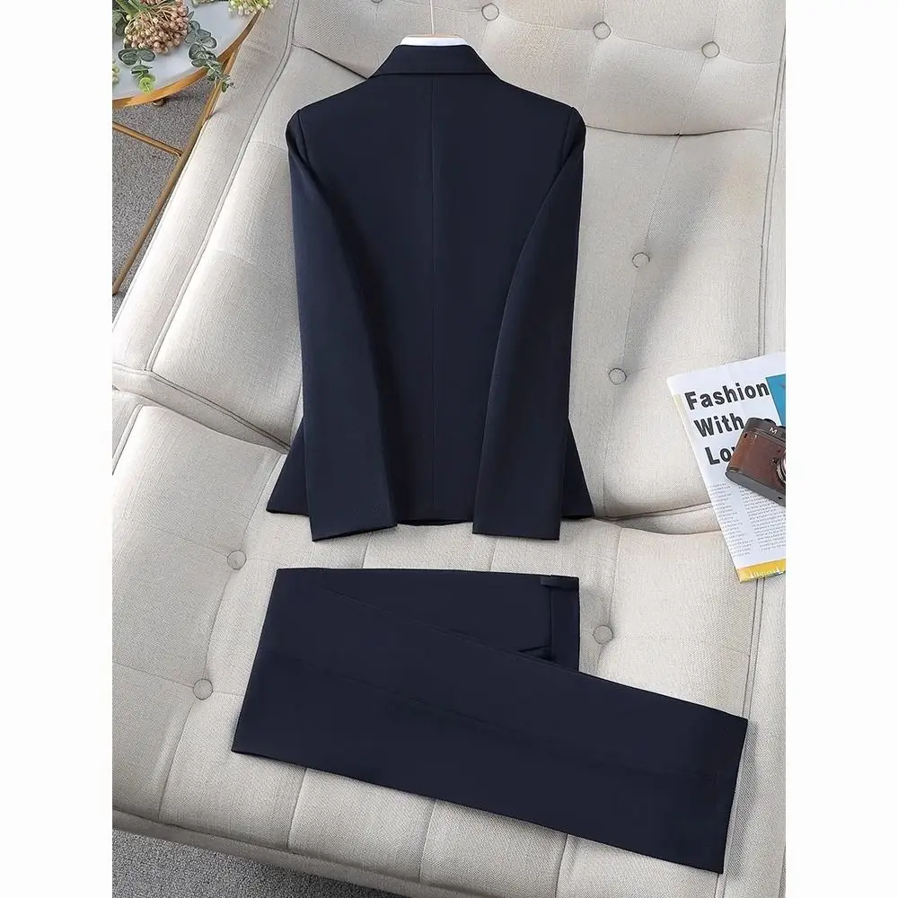 بدلة نسائية احترافية من Thened Jaet ربيع الخريف Bla ملابس عمل للمقابلة الرسمية ملابس صينية طويلة Sve