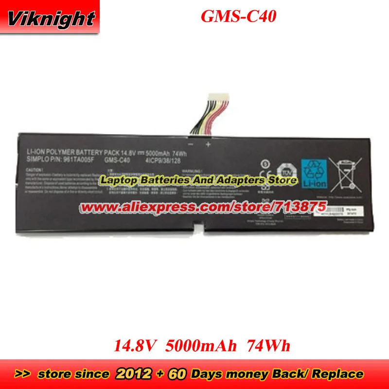 GMS-C40 Battery 961TA005F 14.8V 74Wh for Blade Pro 17 RZ09-0099 Blade Pro 2013 2015 RZ09-00991101 RZ09-01171E11 RZ09-0130