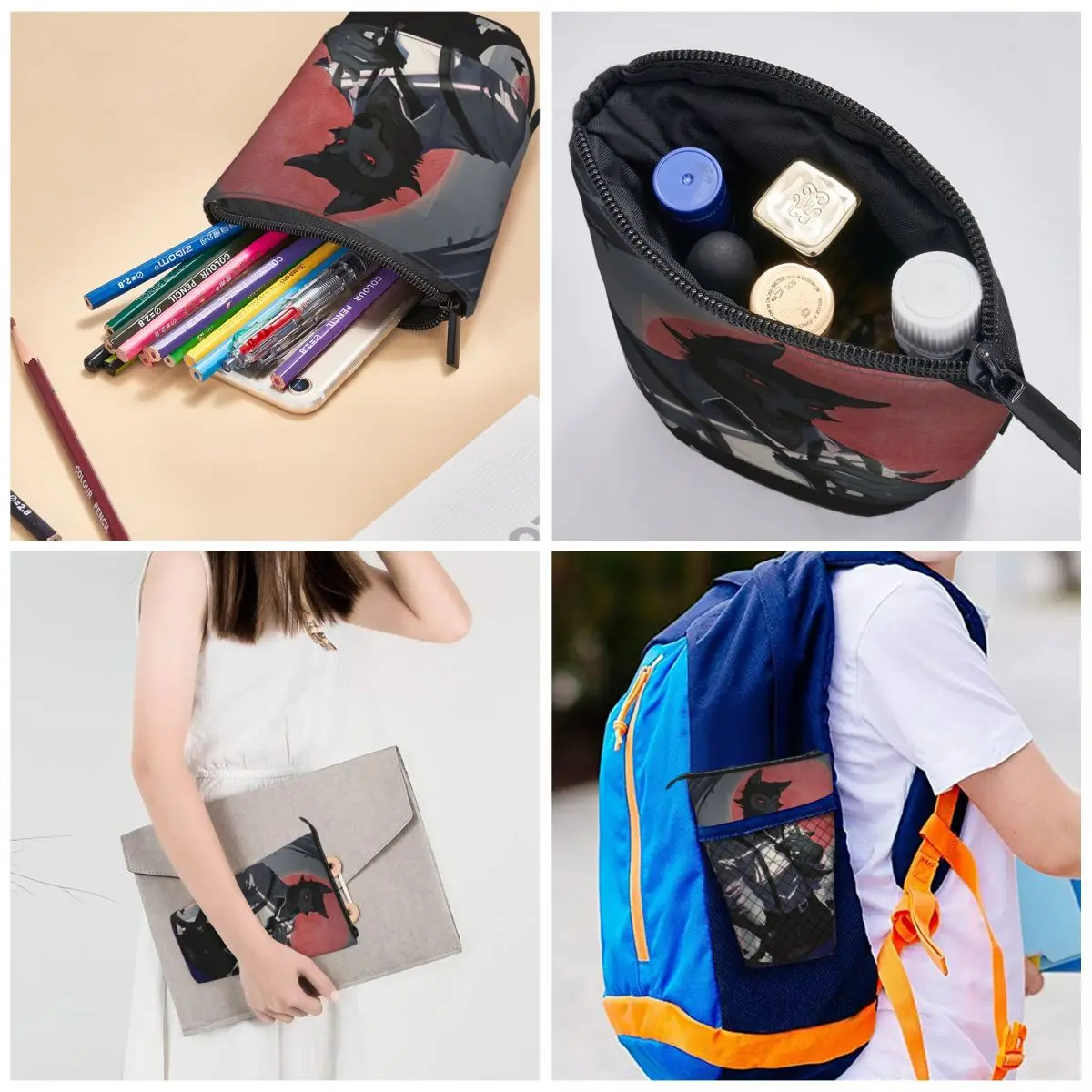 Legoshi From Beastars Pen Box Student School Zipper Pen Bag Child Stationery Bag Pencase Vertical Retractable Pencil Case