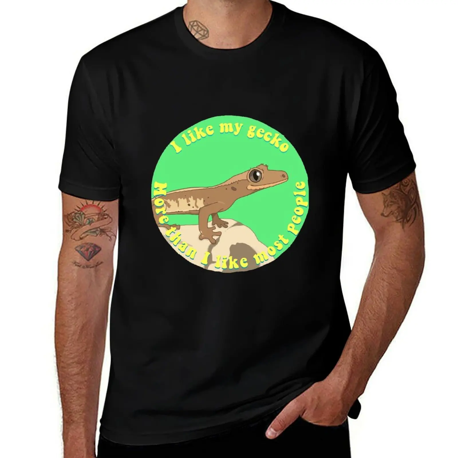 I like my gecko more than I like most people T-Shirt Breathable Mesh Panel T-Shirt