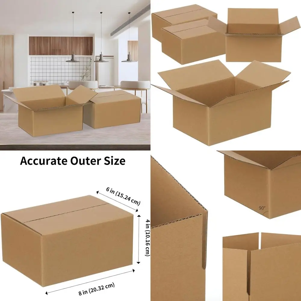 100-Pack 8x6x4 Inch Small Cardboard Shipping Boxes, Study Corrugated Mailing Boxes, Brown