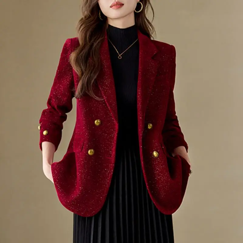 معطف نسائي لربيع 2025 ort مصمم خصيصًا من Jaet Ele Lady Sle للإنتاج الصيني طويل Sve بزر مزدوج