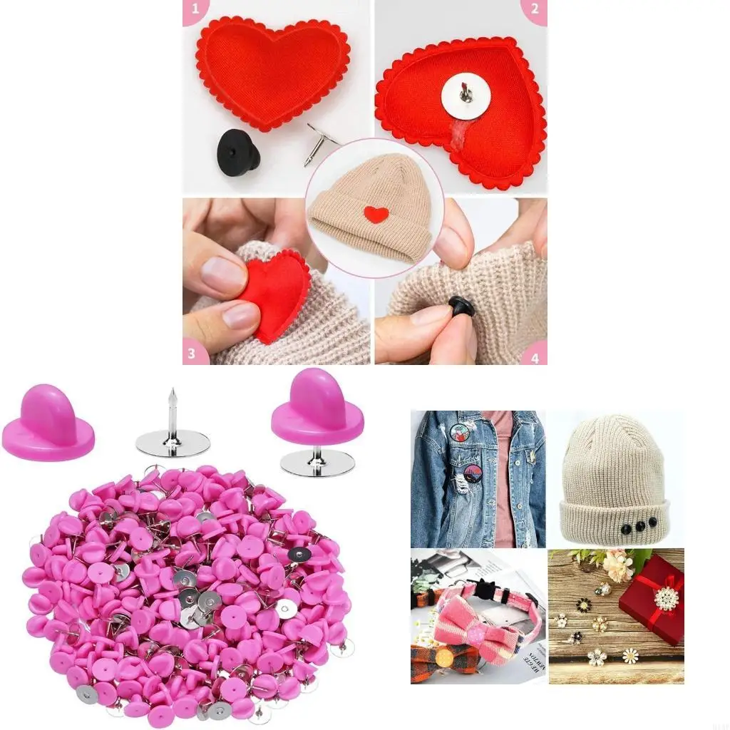 91AF 100Pairs Pin Backs for Butterfly Clutch Backings Locking Clasp for Badge Clothes