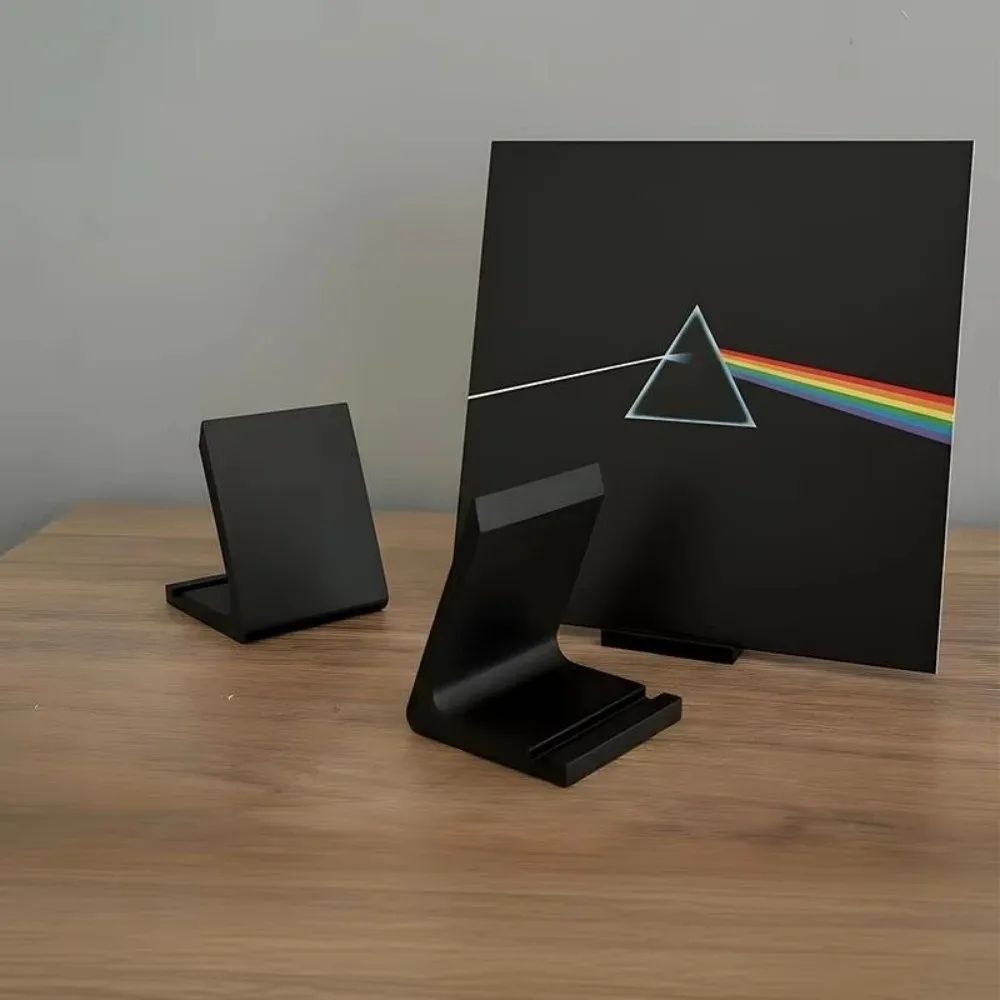 3D Printed Record Player Holder Slanted Support Plastic Vertical CD Holder Front Stops Minimalist Vinyl Record Display Rack