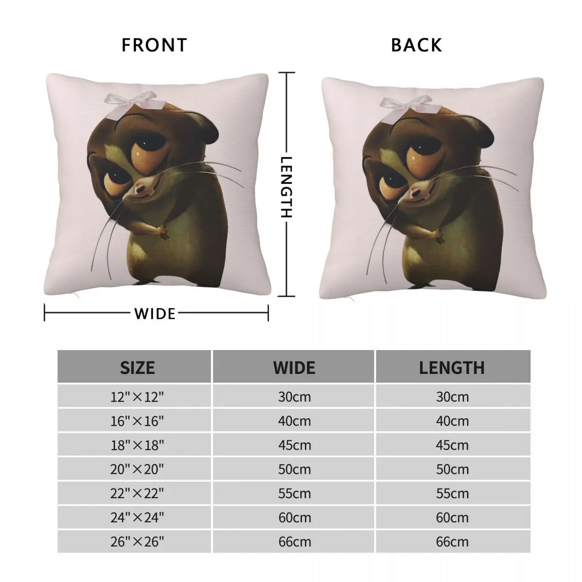 Madagascar Cutie Mort Pillowcase Polyester Linen Velvet Creative Zip Decor Bed Cushion Cover