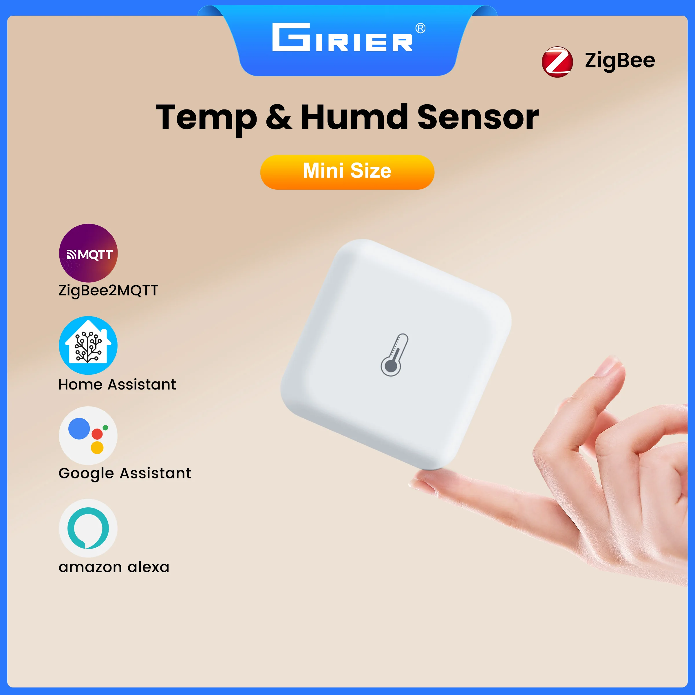

GIRIER ZigBee 3,0 датчик температуры и влажности умный термометр комнатный гигрометр поддерживает приложение удаленный монитор домашний помощник