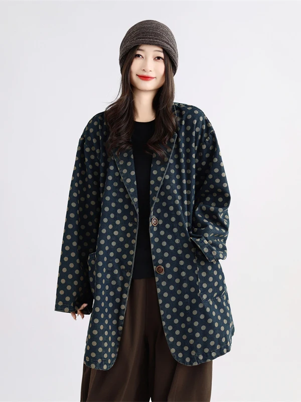 Loose Casual Long Sleeve Denim Jacket Women's Vintage Style Slimming Printed Coat Spring Fashion Ladies' Western Suit