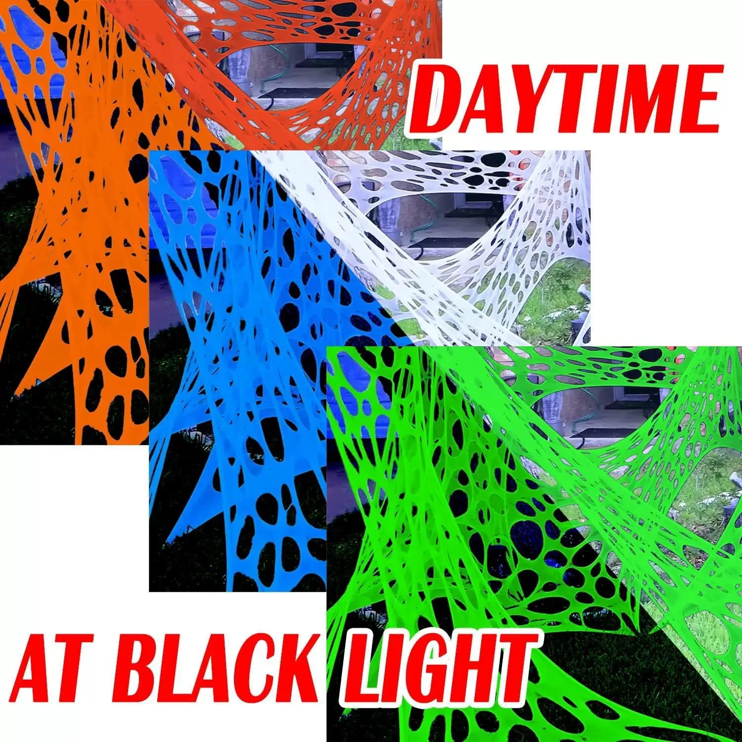 ديكور الهالوين الذي يستشعر للضوء، شبكة عنكبوت مرنة، شاش لحم البقر، شبكة جو - ديكور إضاءة الهالوين في الهواء الطلق