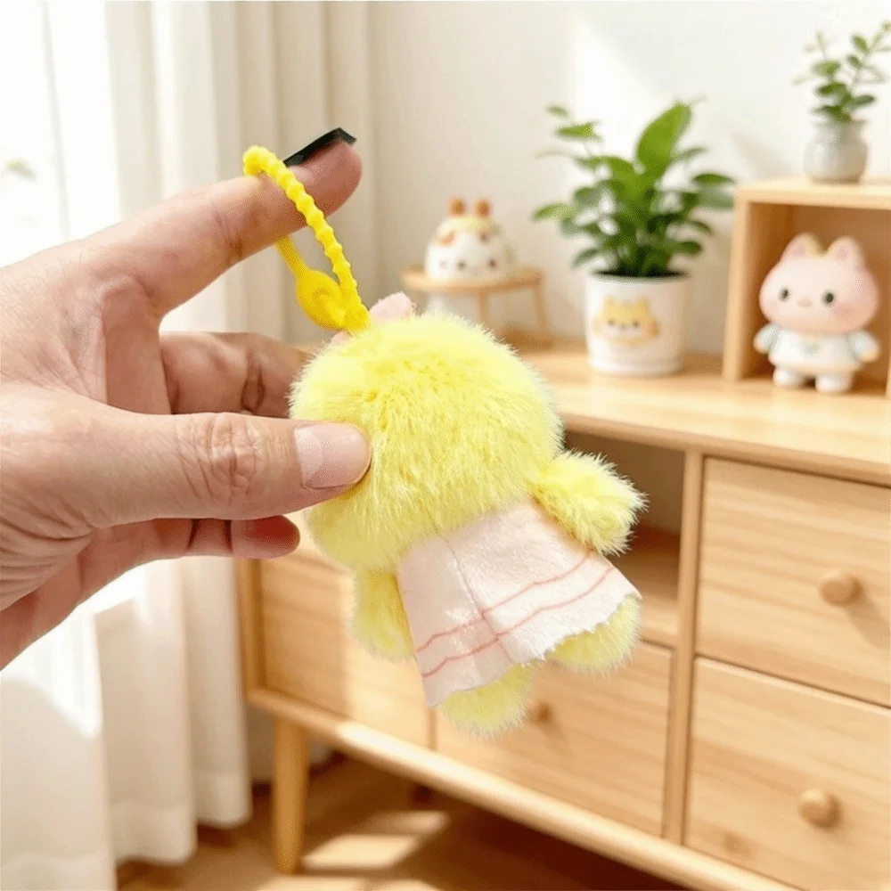 Bag Charm Fluffy Keychain Multicolor Soft Hanging Cartoon Design Small Size Keyring Backpack Pendant