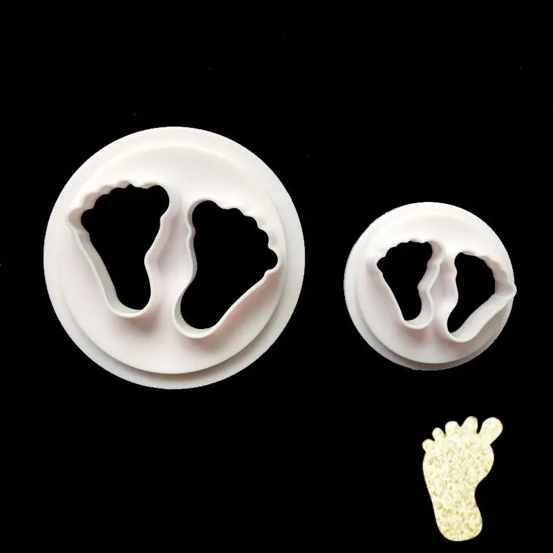 2PCs Baby Little Feet Fondant Cake Printed Cutter Cookie Cutter Baking Molds and Tools OPP Simple Outfit