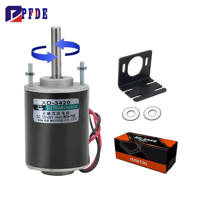 XD-3420 محرك تيار مستمر عزم دوران عالي 12 فولت 24 فولت محرك مغناطيسي دائم لمحرك مولد ذاتي الصنع 30 واط CW/CCW 3500/7000 دورة في الدقيقة مع دعامة تثبيت #2