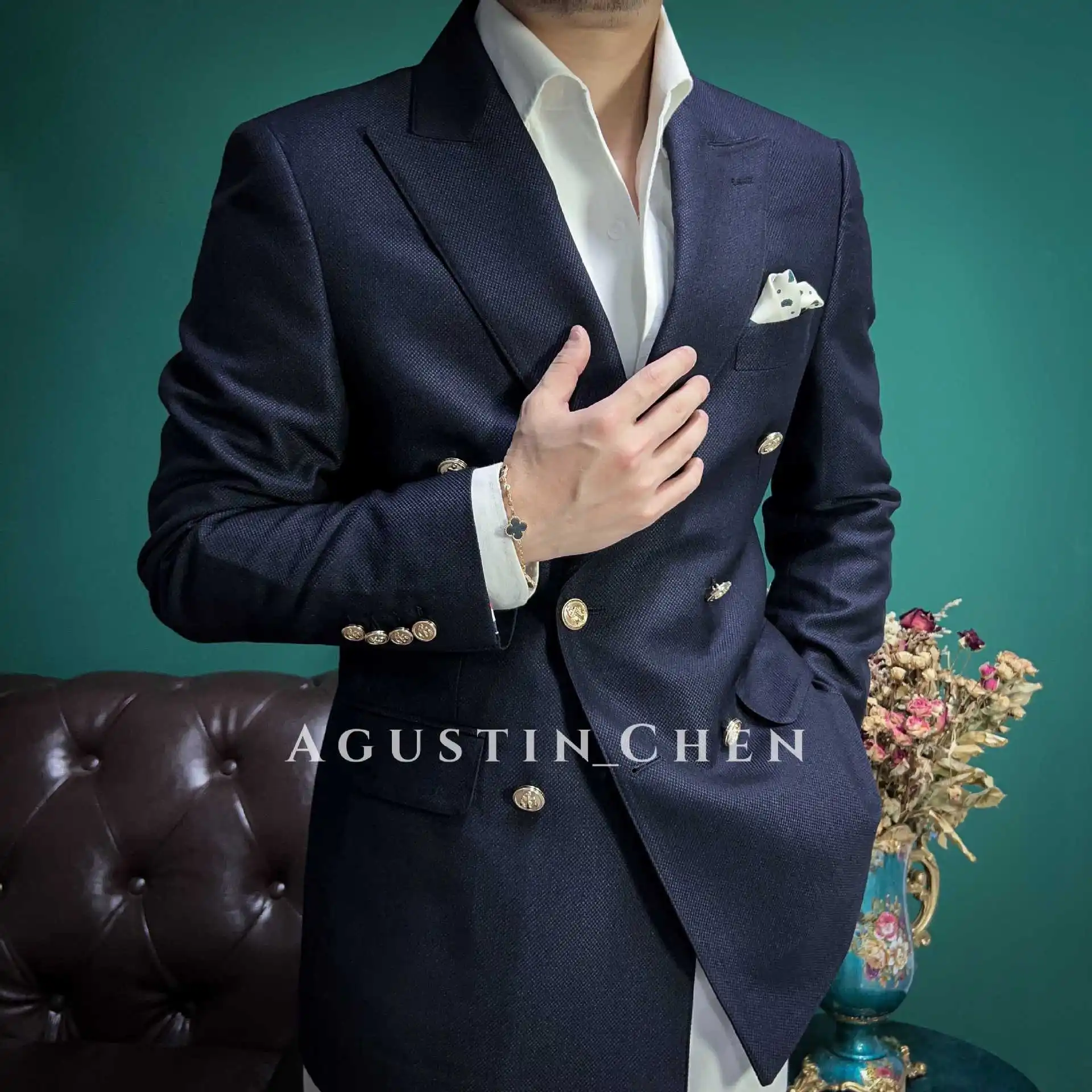 

Blazer Casual Suit Italian British Style Business Commuter Career Interview Classic Double-breasted Metal Buttons Couture Suits