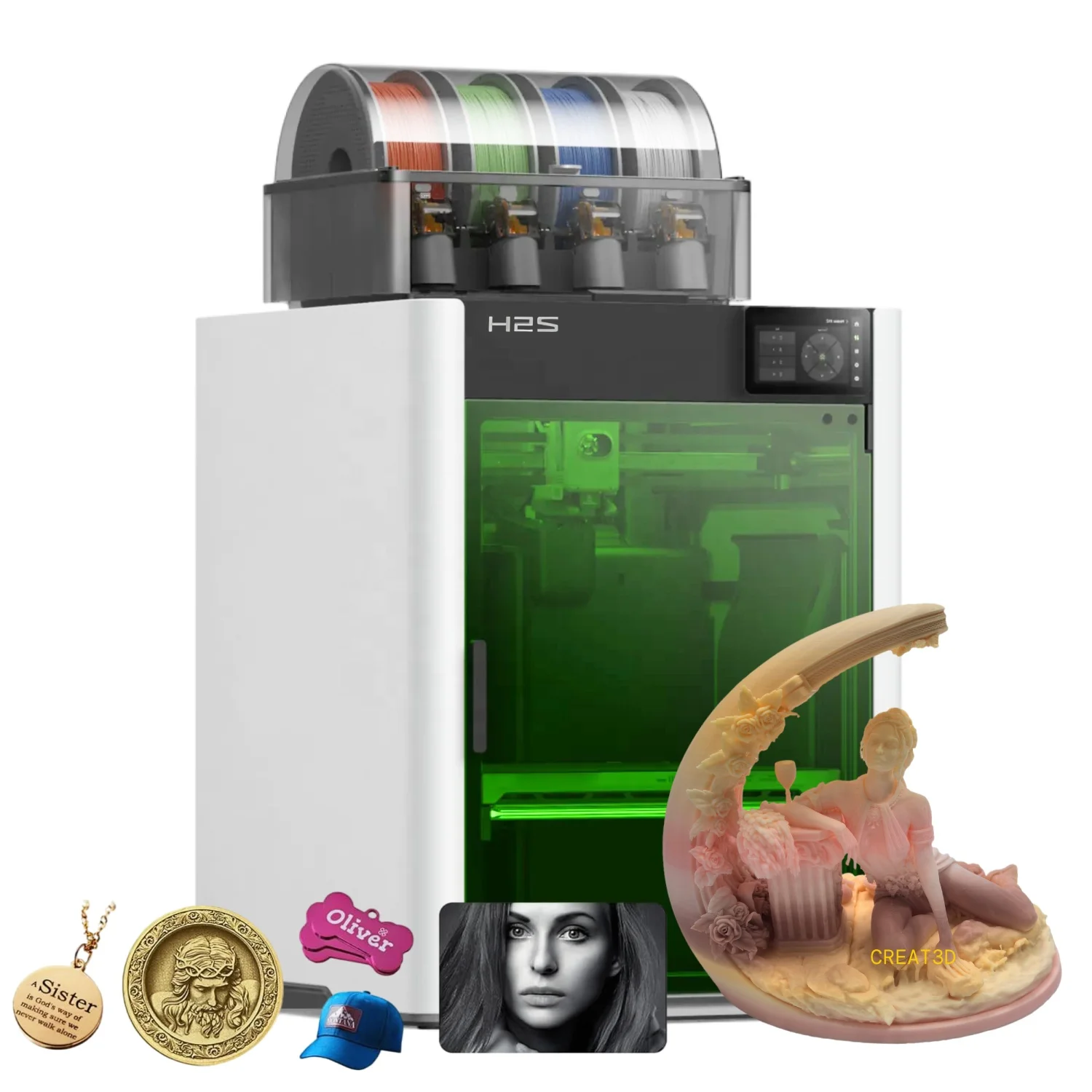 Original H2S Laser Full Combo 3D Printer With Laser Engraver Large Build Volume Core XY High Speed Mul-ticolor FDM 3D Printer