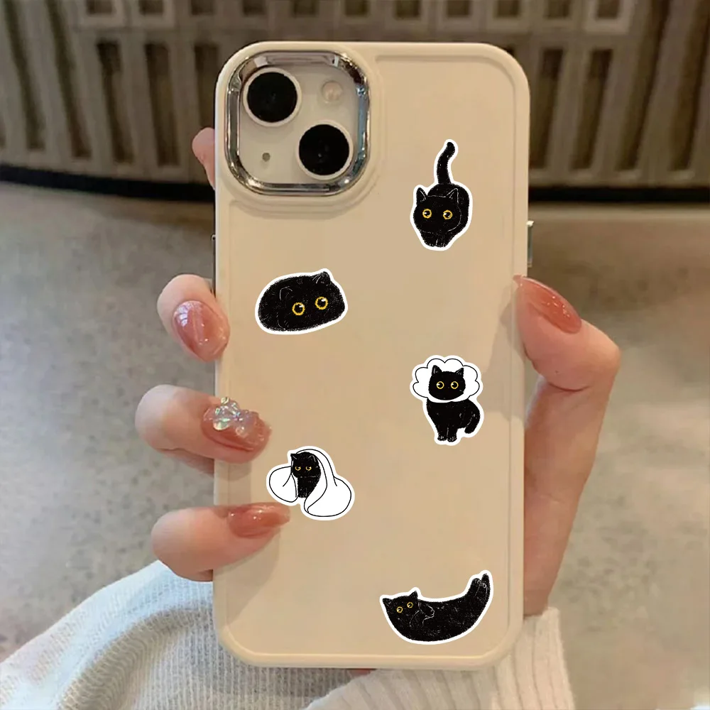 50PCS Cute Fun Black Cat Life Log Graffiti Stickers Scrapbooking Collage Material Suitcase Skateboard Phone Case Luggage Sticker