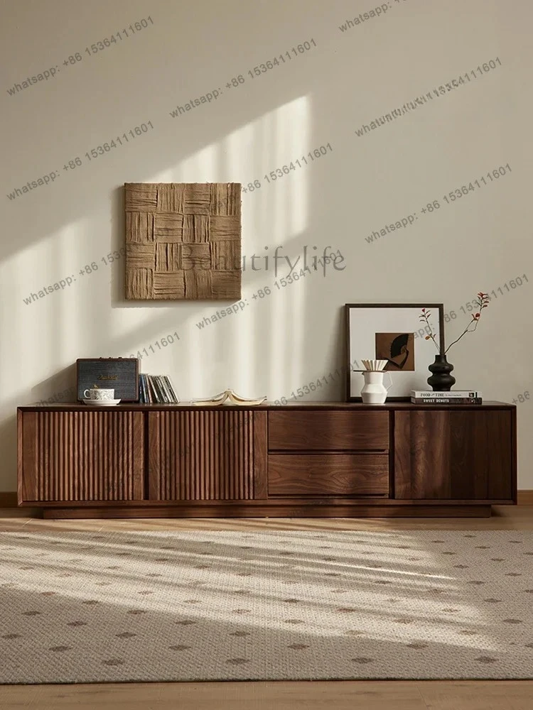 

yj5 North American black walnut TV cabinet Nordic simple all-solid wood floor cabinet Home living room locker