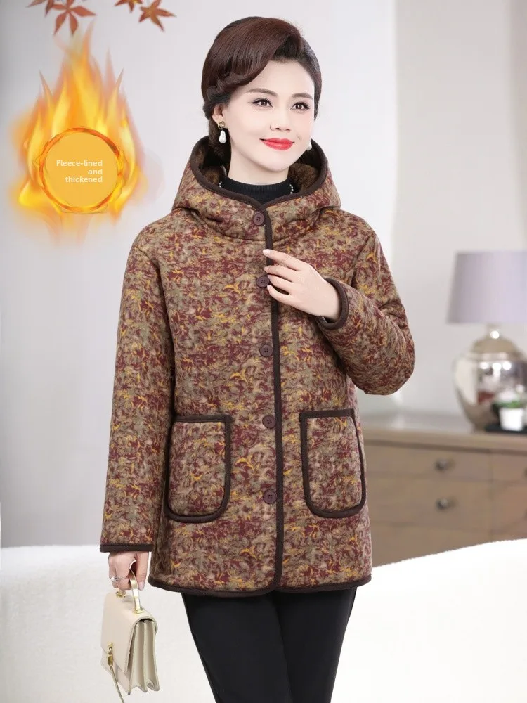

Thiened Winter Cotton Jaet with Hood Loosely Faionable ly Women's Clothing Warm Fce Lined Classic Sle Button ...