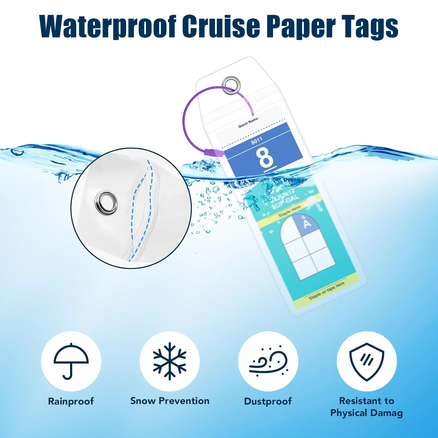 8PCS Cruise Luggage Tags, Clear Luggage Tag Suitable for All Royal Caribbean and Celebrity Cruise Ships, Reusable Luggage Tags H