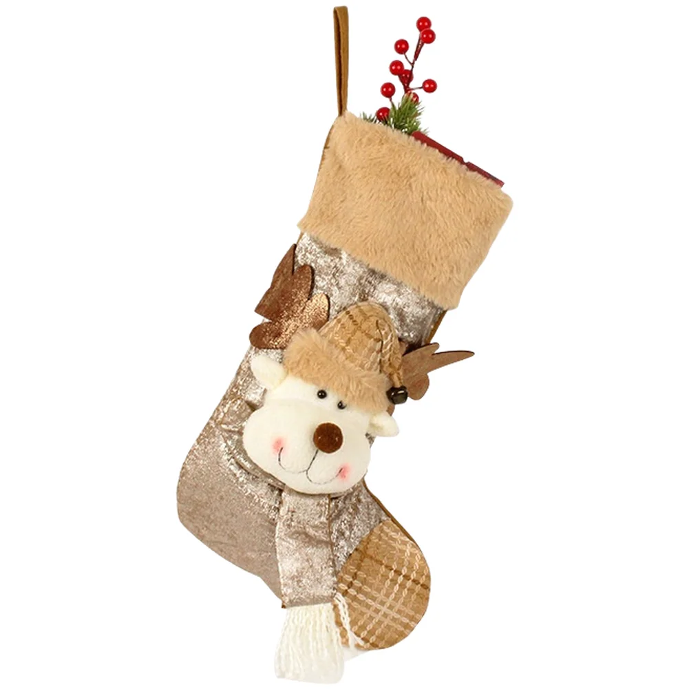 

Праздничные чулки с блестящим дизайном и подарочные сумки из полиэстера для детей, снеговик, олень, Рождество