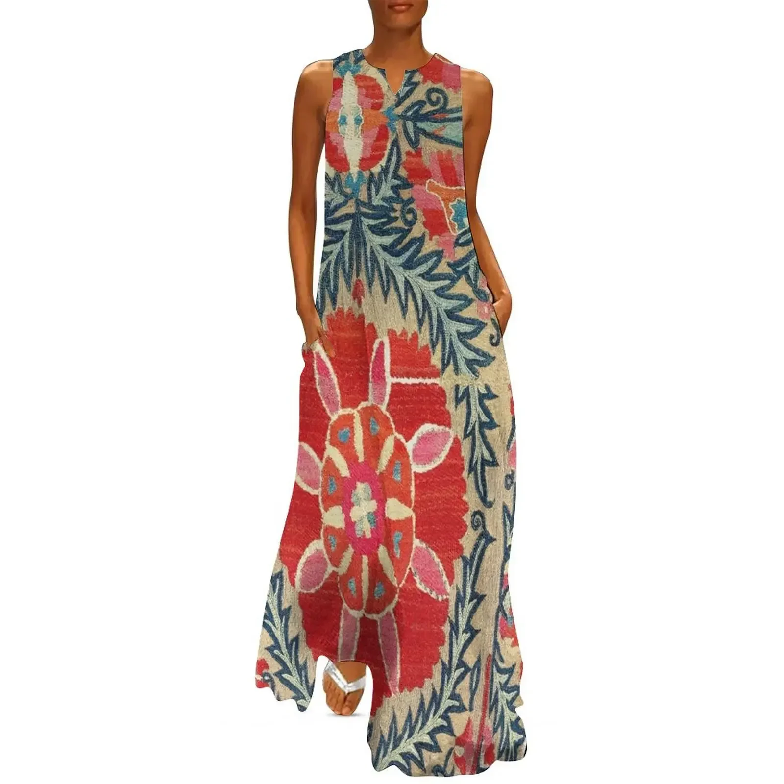 

18th Century Suzani Fragment Print Long Dress luxury dress Dress women party night prom