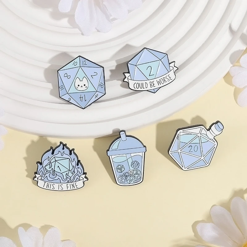 مضحك D20 النرد المينا دبوس لعبة آر بي جي قد تكون أسوأ هذا غرامة لهب النرد دبابيس شارة التلبيب مجوهرات هدية لمحبي الأصدقاء #5