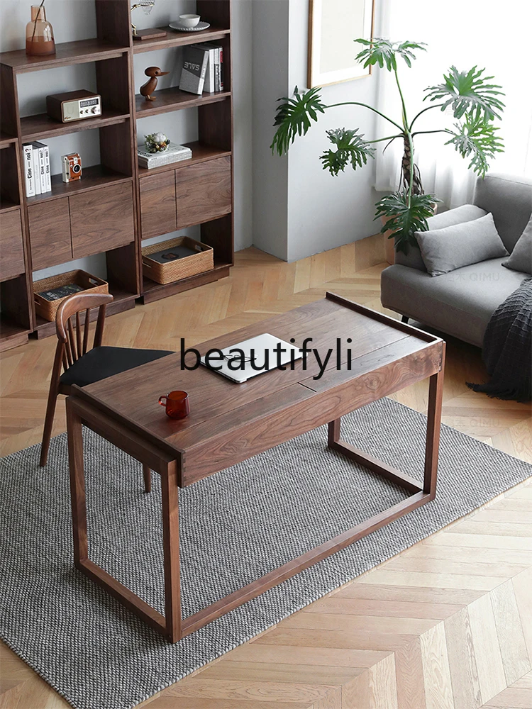 

North American Black Walnut Desk Modern Simple Home Study Student Writing Computer Desk